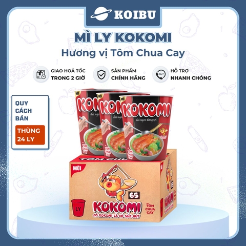 MASAN - Mì ly Kokomi hương vị Tôm chua cay, Mì tôm chua cay Kokomi ly, Kokomi mì ly ăn liền Kokomi - 66g/ly - 00862