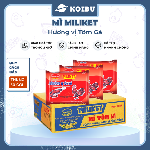 COLUSA - Mì Miliket hương vị Tôm gà, Miliket mì tôm gà Miliket, Mì ăn liền Miliket, Mì gói Miliket - 65g/gói - 00811