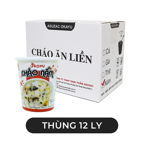 ASUZAC FOODS - Cháo ly chay Asuzac Okayu hương vị Nấm, Cháo nấm ăn liền Asuzac ly, Cháo nấm Okayu Asuzac - 36g/ly - 00579