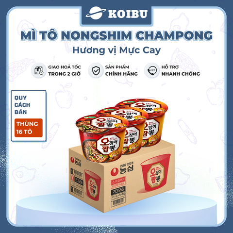 NONGSHIM - Mì tô Champong hương vị mực cay, Mì hải sản Champong, Mì mực cay Champong Hàn Quốc - 115g/tô - 00545