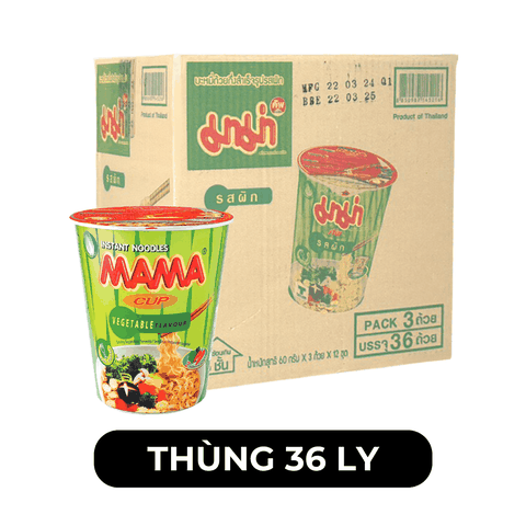 MAMA - Mì Mama ly hương vị Chay Rau Củ - Mì ly chay ăn liền Mama, Mì ly Thái Lan chay rau củ - 60g/ly - 00266