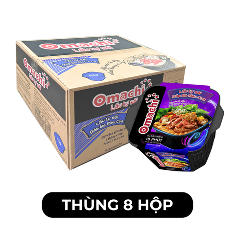 MASAN - MASAN - Mì lẩu tự sôi Omachi bắp bò riêu cua, Mì lẩu hộp tự sôi hương vị bắp bò riêu cua Omachi - 299g/hộp - 00130