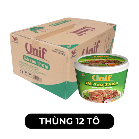 UNI-PRESIDENT - Mì tô Unif hương vị Bò rau thơm, Mì Unif tô bò, Mì bò rau thơm tô Unif, Mì ăn liền tô - 85g/tô - 00173