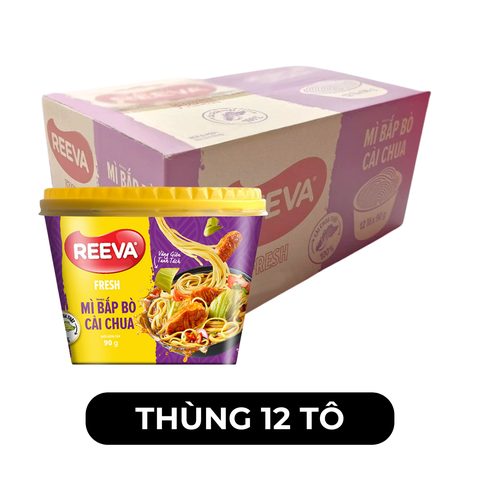 UNIBEN - Mì tô Reeva Fresh hương vị Bắp bò cải chua, Mì Reeva Fresh tô ăn liền, Mì Reeva tô ăn liền - 90g/tô - 00135