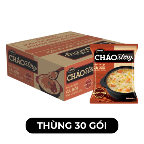 MASAN - Chin-su Cháo Story Cá hồi nấm linh chi nâu, Cháo Story Chinsu Cá hồi, Cháo Chinsu Story - 71g/gói - 00124
