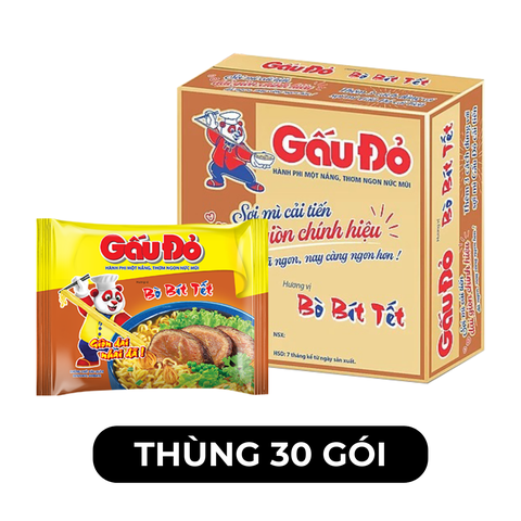 ASIAFOODS - Mì Gấu Đỏ hương vị Bò bít tết, Mì Bò bít tết Gấu Đỏ, Mì gói ăn liền Gấu Đỏ Bò bít tết - 63g/gói - 00328