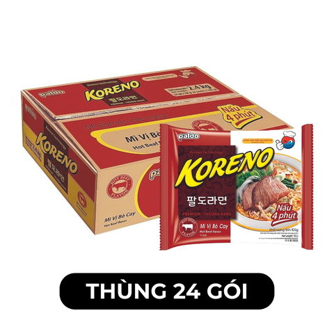 PALDO - Mì Koreno hương vị Bò cay, Mì Koreno Bò cay Hàn Quốc, Mì bò cay Koreno Hàn Quốc ăn liền - 100g/gói - 00396