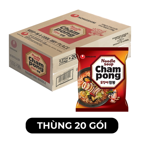 NONGSHIM - Mì Champong hương vị mực cay, Mì mực hải sản Champong, Mì mực cay Champong Hàn Quốc - 124g/gói - 00448