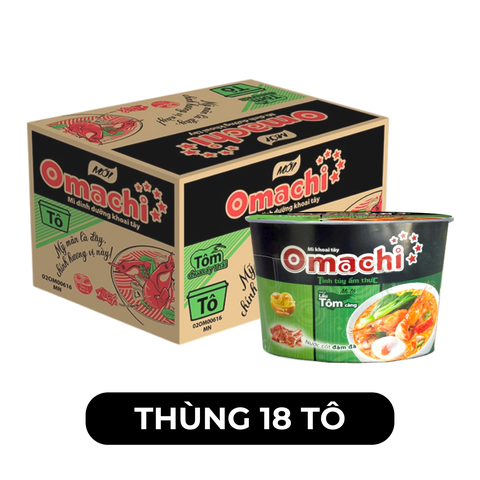 MASAN - Mì tô khoai tây Omachi hương vị Lẩu tôm càng, Mì Omachi Tôm chua cay tô, Mì khoai tây Omachi - 90g/tô - 00107
