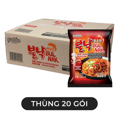 PALDO - Mì trộn rất cay Bul Nak hương vị Bạch tuộc, Mì trộn cay Bulnak bạch tuột, Mì cay Hàn Quốc - 130g/gói - 00572