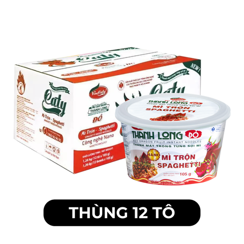 VINACATY - Mì tô trộn thanh long đỏ Caty hương vị Spaghetti, Mì trộn Caty thanh long đỏ, Mì Spaghetti - 105g/tô - 00668