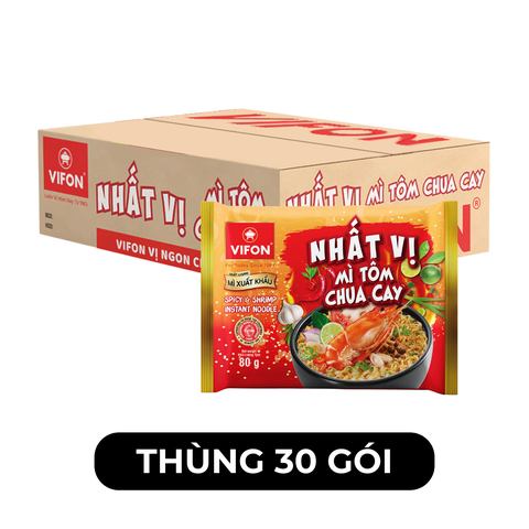 VIFON - Mì Nhất Vị hương vị Tôm chua cay, Mì tôm chua cay Nhất Vị ăn liền, Mì Vifon tôm chua cay - 60g/gói - 00274