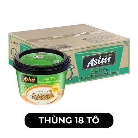 ASIAFOODS - Cháo tô tổ yến Asim hương vị Đậu xanh thịt bằm nấm đùi gà (có gói tổ yến thật), Cháo Asim - 100g/tô - 00681