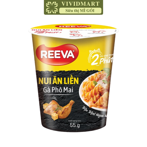 UNIBEN - Nui ly trộn Reeva Fresh hương vị Gà phô mai, Nui Reeva Gà phô mai, Nuôi ăn liền Reeva ly - 55g/ly - 00618