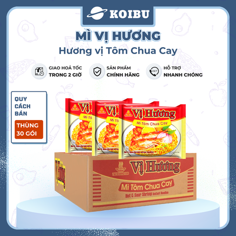 THIEN HUONG FOOD - Mì Vị Hương hương vị Tôm chua cay, Mì Tôm chua cay Vị Hương ăn liền, Mì tôm ăn liền - 65g/gói  - 00867