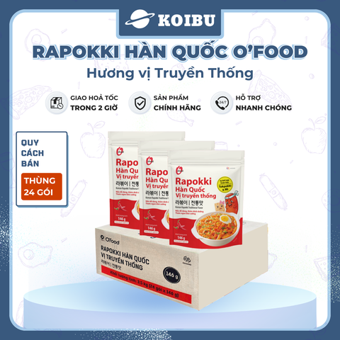 O’FOOD - Rapokki Hàn Quốc O’food hương vị Truyền thống, Tokbokki O'Food, Bánh gạo O'Food Hàn Quốc (146g/gói)