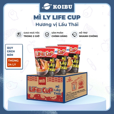 THIEN HUONG FOOD - Mì ly Life Cup hương vị Lẩu thái, Mì ly lẩu thái Life Cup, Mì lẩu thái Life Cup ly (60g/ly) - 00817