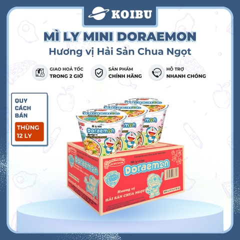 ACECOOK - Mì ly mini Doraemon hương vị Hải Sản Chua Ngọt, Mì ly hải sản chua ngọt Doraemon Mini, Mì Doraemon ly - 53g/ly - 00022