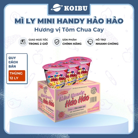 ACECOOK - Mì ly Mini Handy Hảo Hảo hương vị Tôm chua cay, Mì ly Tôm chua cay Hảo Hảo Mini Handy - 47g/ly - 00021