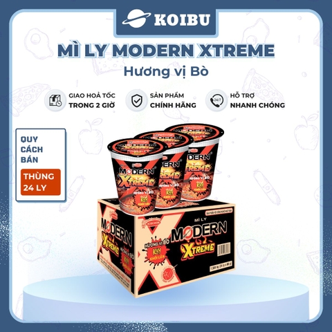 ACECOOK - Mì ly Modern Xtreme hương vị Bò, Mì bò Modern Xtreme ly, Mì Modern Extreme ly ăn liền - 65g/ly - 00012