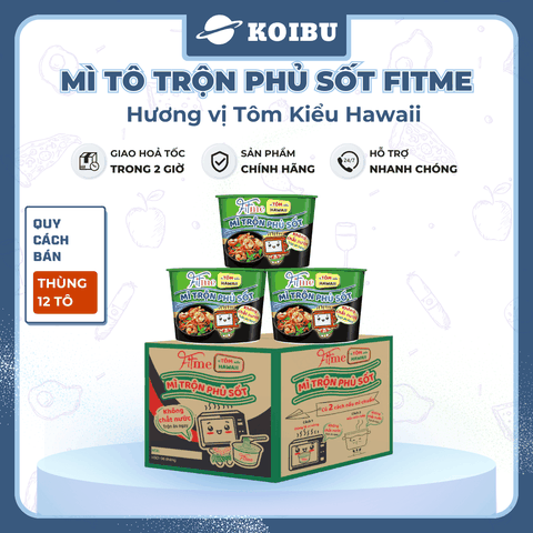THIEN HUONG FOOD - Mì tô trộn phủ sốt Fitme hương vị tôm kiểu Hawaii, Mì tô trộn Fitme tôm kiểu Hawaii - 110g/tô - 00798