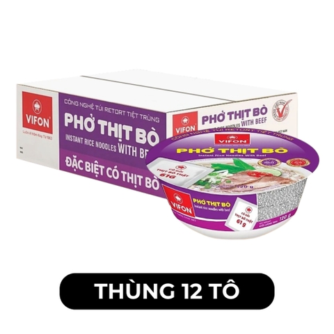 VIFON - Phở Vifon tô có gói thịt thật vị Bò, phở bò tô Vifon, phở Vifon tô ăn liền, phở tô Vifon - 120g/tô - 00174