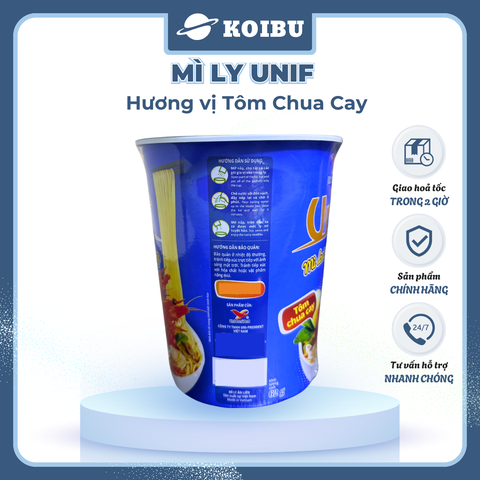 UNI-PRESIDENT - Mì Unif ly hương vị Tôm Chua Cay, Mì ly tôm chua cay, Dzai Dzai ly tôm chua cay - 62g/ly - 00464
