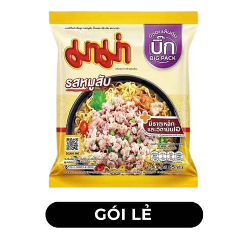MAMA - Mì MAMA gói lớn 95g vị Thịt heo bằm/ MaMa gói lớn vị Thịt heo/ Mì Thái Lan MaMa gói vị Thịt 95g/ Mì Thailand MaMa 95g vị Thịt heo bằm/ Mì Ăn Liền Thái Lan gói lớn - Mie Mama lớn 95g/ Mì nước Mama ThaiLand - 95g/gói - 00269