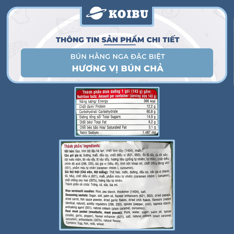 ACECOOK - Bún Hằng Nga đặc biệt hương vị Bún chả (có gói thịt thật), Bún chả Hằng Nga Acecook ăn liền - 73g/gói - 00784