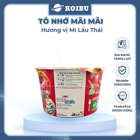ACECOOK - Mì Nhớ Mãi Mãi hương vị Lẩu thái tôm, Tô Nhớ Mãi Mãi mì lẩu thái tôm, Mì Nhớ ăn liền - 84g/tô - 00024