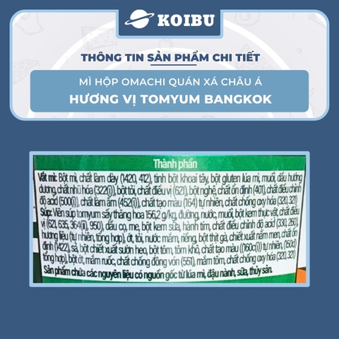 MASAN - Mì hộp Omachi quán xá châu Á hương vị Tomyum Bangkok, Hộp đồ ăn Omachi quán xá châu Á - 96g/gói - 00810