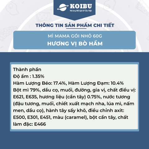 MAMA - Mì Mama gói nhỏ hương vị Thịt bò hầm, Mì Mama bò hầm, Mì Thái Lan vị Thịt bò hầm - 60g/gói - 00257
