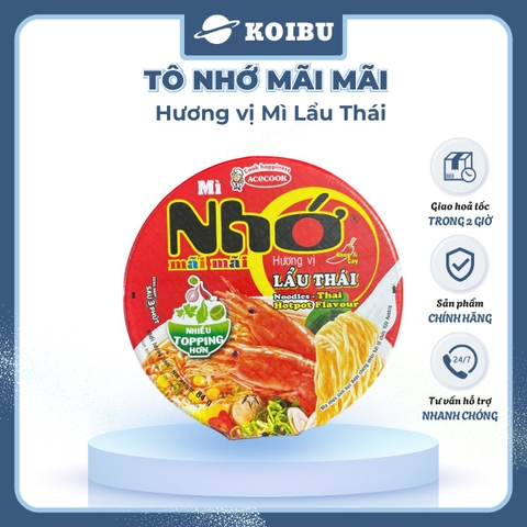 ACECOOK - Mì Nhớ Mãi Mãi hương vị Lẩu thái tôm, Tô Nhớ Mãi Mãi mì lẩu thái tôm, Mì Nhớ ăn liền - 84g/tô - 00024