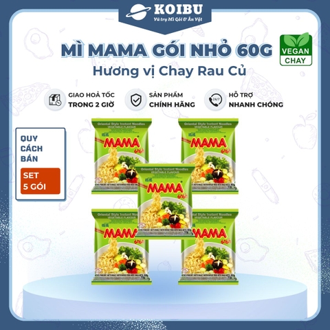 MAMA - Mì Mama gói nhỏ hương vị Chay rau củ, Mì Mama chay, Mì Thái Lan vị Chay rau củ, Mì chay ăn liền Thái Lan - 60g/gói - 00259