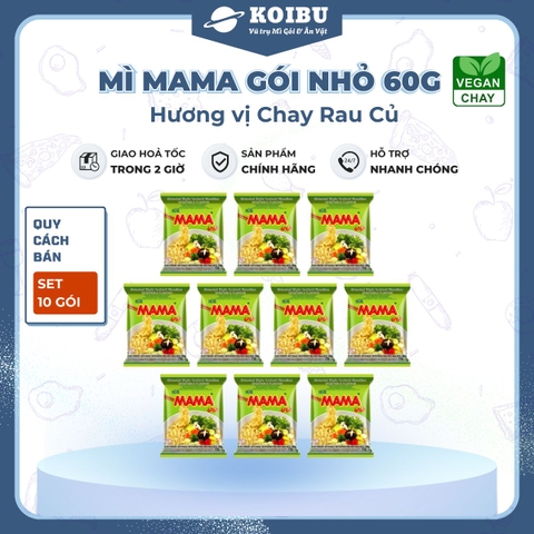 MAMA - Mì Mama gói nhỏ hương vị Chay rau củ, Mì Mama chay, Mì Thái Lan vị Chay rau củ, Mì chay ăn liền Thái Lan - 60g/gói - 00259