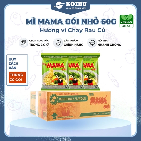 MAMA - Mì Mama gói nhỏ hương vị Chay rau củ, Mì Mama chay, Mì Thái Lan vị Chay rau củ, Mì chay ăn liền Thái Lan - 60g/gói - 00259