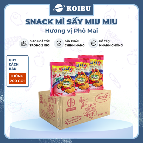 HONG HUNG - Mì sấy Miu Miu hương vị Phô mai, Snack mì MiuMiu phô mai ăn liền, Mì trẻ em Miu Miu - 20g/gói - 00071