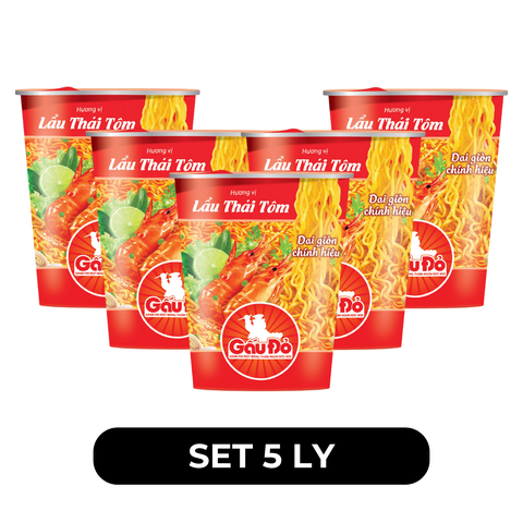 ASIAFOODS - Mì ly Gấu Đỏ Lẩu thái tôm, Mì ly Gấu Đỏ hương vị lẩu thái tôm, Mì ly lẩu thái tôm Gấu Đỏ - 65g/ly - 00338