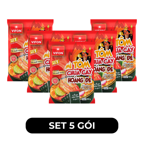 VIFON - Mì Vifon xuất khẩu Tôm chua cay hoàng đế, Mì Tôm chua cay hoàng đế Vifon cao cấp xuất khẩu - 100g/gói - 00200