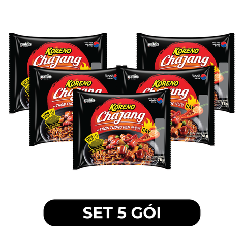 PALDO - Mì trộn Koreno Chajang tương đen cay, Mì trộn Koreno Úp 4p tương đen cay Koreno Chachang - 78g/gói - 00390