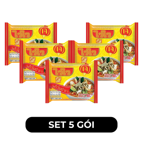 WAI WAI - Mì WaiWai chay vị Thái chua - Mì ăn liền Thái Lan - Mì chay chua (Thailand) - 60g/gói - 00277