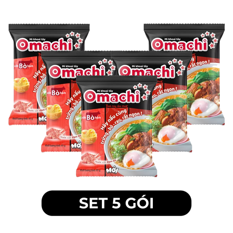 MASAN - Mì khoai tây Omachi hương vị Xốt Bò Hầm, Mì Omachi sốt bò hầm ăn liền, Mì Omachi gói - 80g/gói - 00114