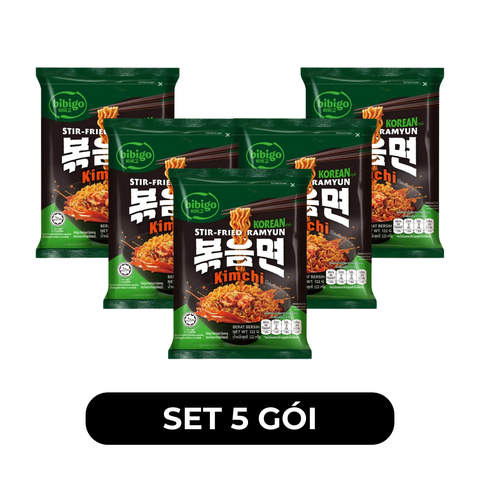 CJ FOODS - Mì xào Bibigo hương vị Kim chi nguyên bản, Mì xào Kim chi Bibigo Hàn Quốc ăn liền - 122g/gói - 00697