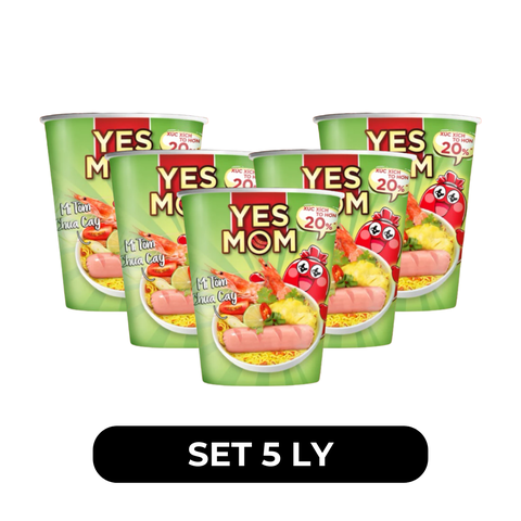 THIEN HUONG FOOD - Mì ly Yes Mom (có cây xúc xích thật) hương vị Tôm chua cay, Mì tôm chua cay Yes Mom - 79.2g/ly - 00767