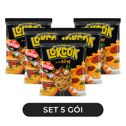 WORLD SPICE - Mì trộn LókCók hương vị Bò né, Mì trộn bò né LokCok, Mì trộn LokCok bò né ăn liền - 100g/gói - 00754