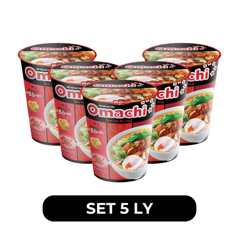 MASAN - Mì ly OMACHI KHÔNG THỊT vị Xốt Bò Hầm - Mì ly ăn liền không thịt Omachi, Mì ly khoai tây Omachi, Mì ly healthy không chiên Omachi - 70g/ly - 00108