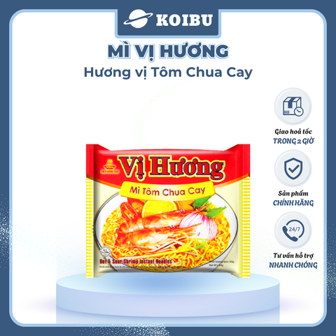 THIEN HUONG FOOD - Mì Vị Hương hương vị Tôm chua cay, Mì Tôm chua cay Vị Hương ăn liền, Mì tôm ăn liền - 65g/gói  - 00867