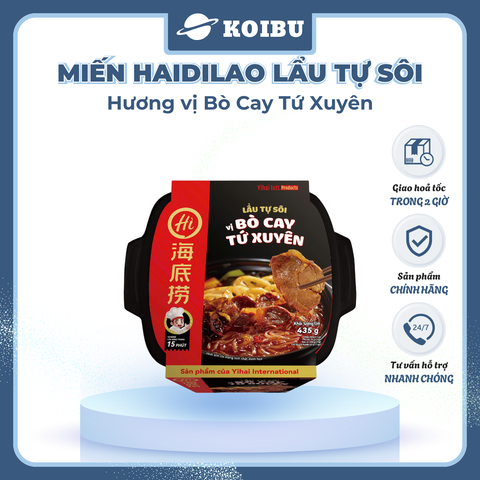 YIHAI - Lẩu tự sôi Haidilao hương vị Bò cay Tứ Xuyên, Hadilao Lẩu bò cay Tứ Xuyên Hadilao ăn liền - 435g/hộp - 00788