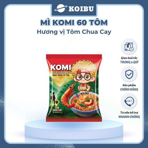 MASAN - Mì Komi hương vị Tôm chua cay, Komi Mì tôm chua cay Komi, Mì Kokomi tôm chua cay ăn liền - 60g/gói - 00809