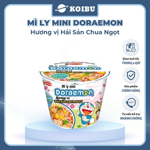 ACECOOK - Mì ly mini Doraemon hương vị Hải Sản Chua Ngọt, Mì ly hải sản chua ngọt Doraemon Mini, Mì Doraemon ly - 53g/ly - 00022